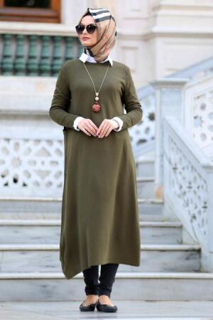 Neva Style - Cepli Haki Tesettür Triko Tunik 2740HK - 1