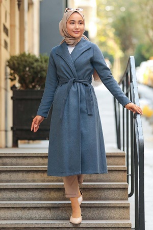 Manteau long à poches – Bleu indigo 5173IM 