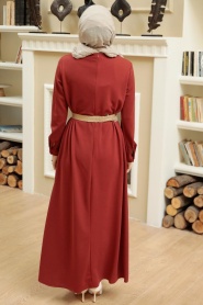 Neva Style - Cepli Kiremit Tesettür Elbise 5804KRMT - Thumbnail
