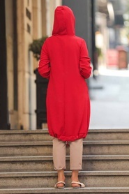 Neva Style - Cepli Kırmızı Tesettür Tunik 22850K - Thumbnail