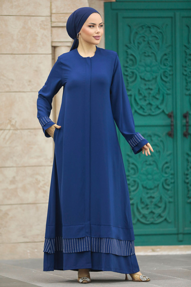 Neva Style - Cepli Lacivert Tesettür Ferace 20132L - 2