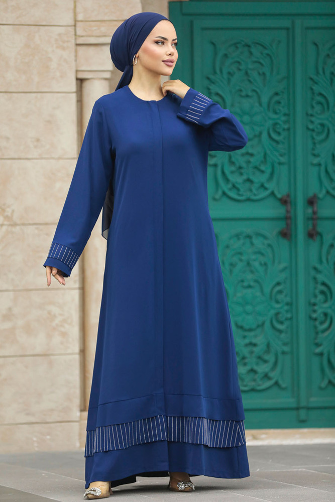 Neva Style - Cepli Lacivert Tesettür Ferace 20132L - 4