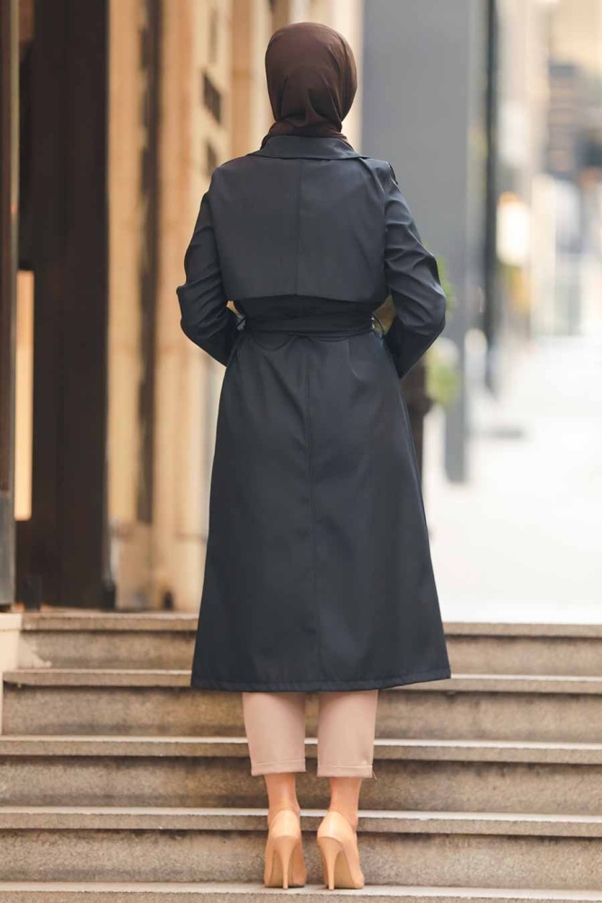 Neva Style - Cepli Lacivert Tesettür Trençkot 51650L - 2