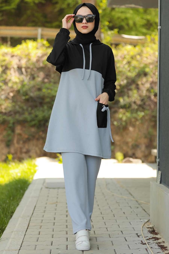 Neva Style - Cepli Mavi Tesettür İkili Takım 61110M - 1