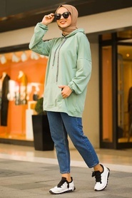 Neva Style - Cepli Mint Tesettür Sweatshirt & Tunik 41251MINT - Thumbnail
