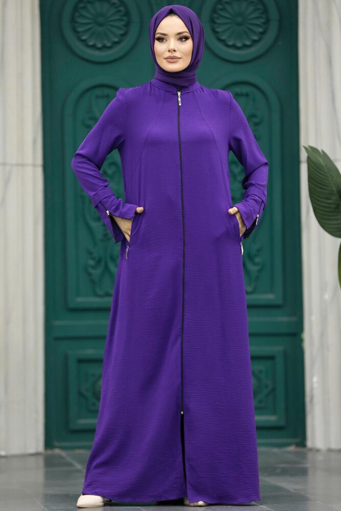Neva Style - Cepli Mor Tesettür Ferace 11055MOR - 1