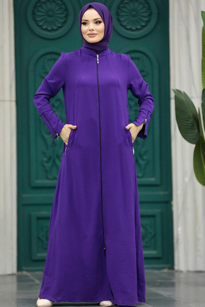 Neva Style - Cepli Mor Tesettür Ferace 11055MOR - 3