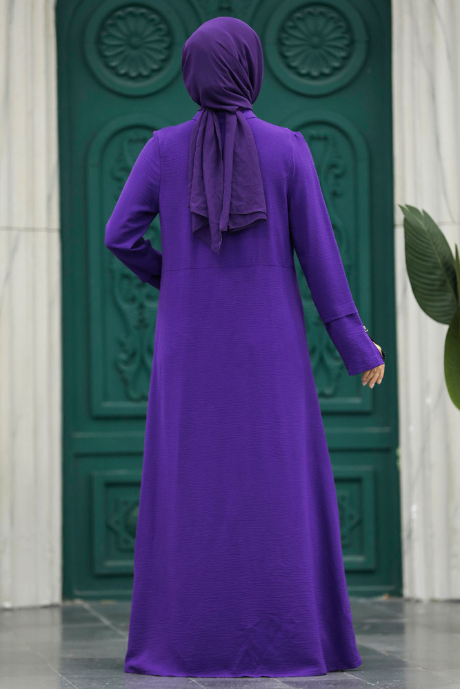 Neva Style - Cepli Mor Tesettür Ferace 11055MOR - 4