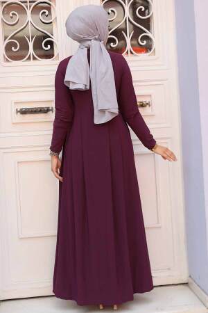 Neva Style - Cepli Mürdüm Tesettür Elbise 18130MU - 3