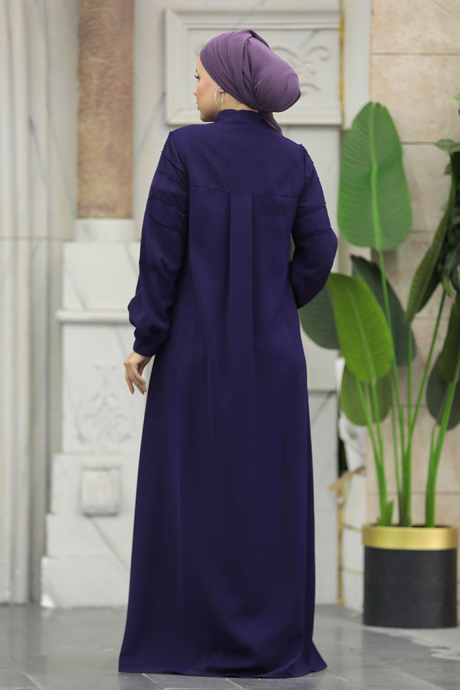 Neva Style - Cepli Mürdüm Tesettür Ferace 20031MU - 3