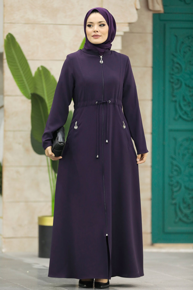 Neva Style - Cepli Mürdüm Tesettür Ferace 60125MU - 3