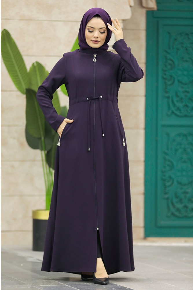 Neva Style - Cepli Mürdüm Tesettür Ferace 60125MU - 1