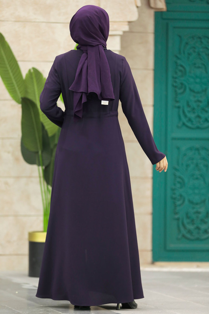 Neva Style - Cepli Mürdüm Tesettür Ferace 60125MU - 6