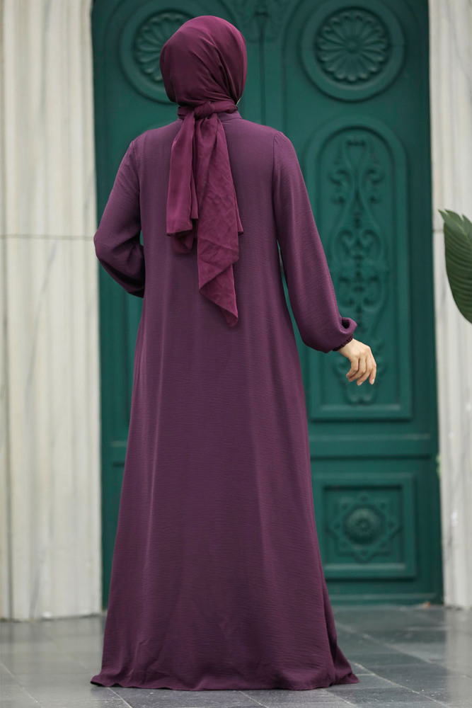 Neva Style - Cepli Mürdüm Tesettür Ferace 11069MU - 3