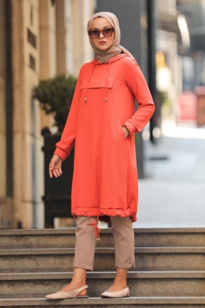 Neva Style - Cepli Nar Çiçeği Tesettür Tunik 22850NC - 1