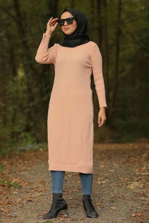 Neva Style - Cepli Pudra Tesettür Triko Tunik 15122PD - 1