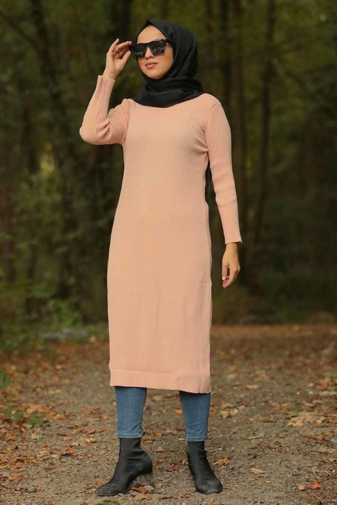 Neva Style - Cepli Pudra Tesettür Triko Tunik 15122PD - 1