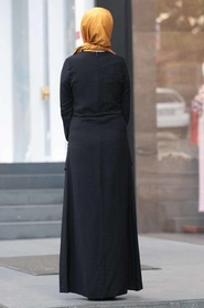 Neva Style - Cepli Siyah Tesettür Elbise 4278S - Thumbnail