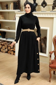 Neva Style - Cepli Siyah Tesettür Elbise 5804S - Thumbnail