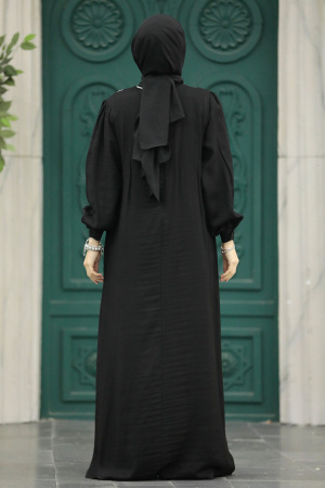  Cepli Siyah Tesettür Elbise 89531S - 3