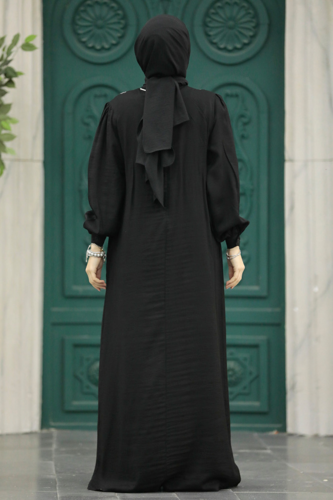  Cepli Siyah Tesettür Elbise 89531S - 3