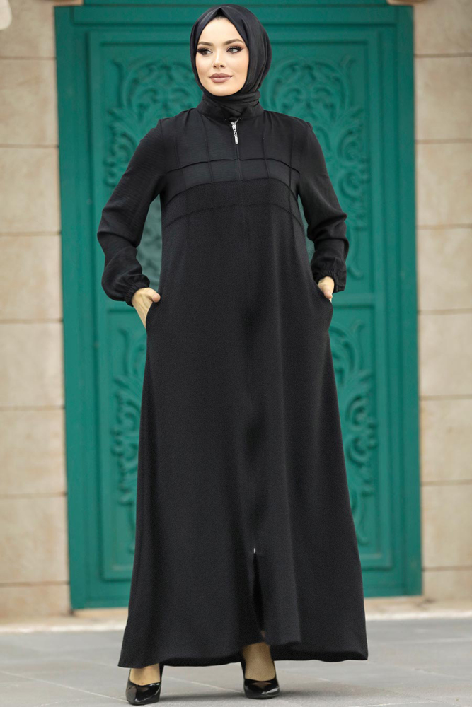 Neva Style - Cepli Siyah Tesettür Ferace 11069S - 3