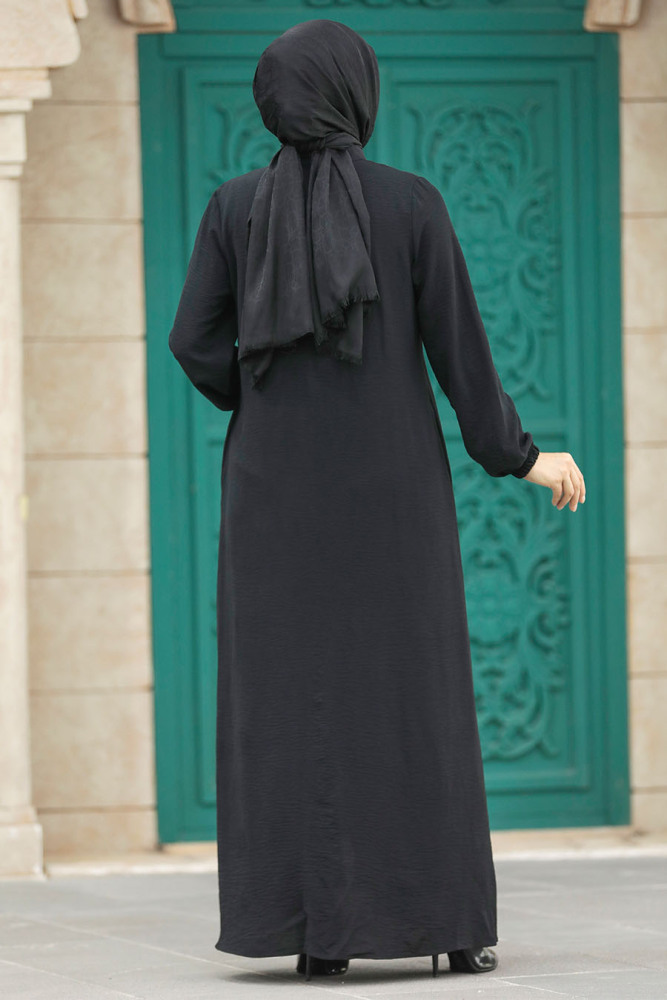 Neva Style - Cepli Siyah Tesettür Ferace 11069S - 4