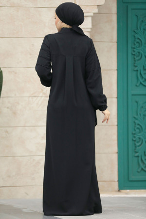 Neva Style - Cepli Siyah Tesettür Ferace 20031S - 4