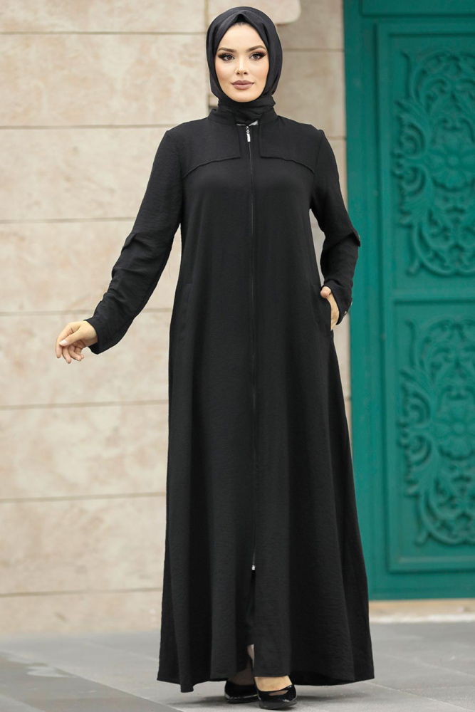 Neva Style - Cepli Siyah Tesettür Ferace 961S - 4