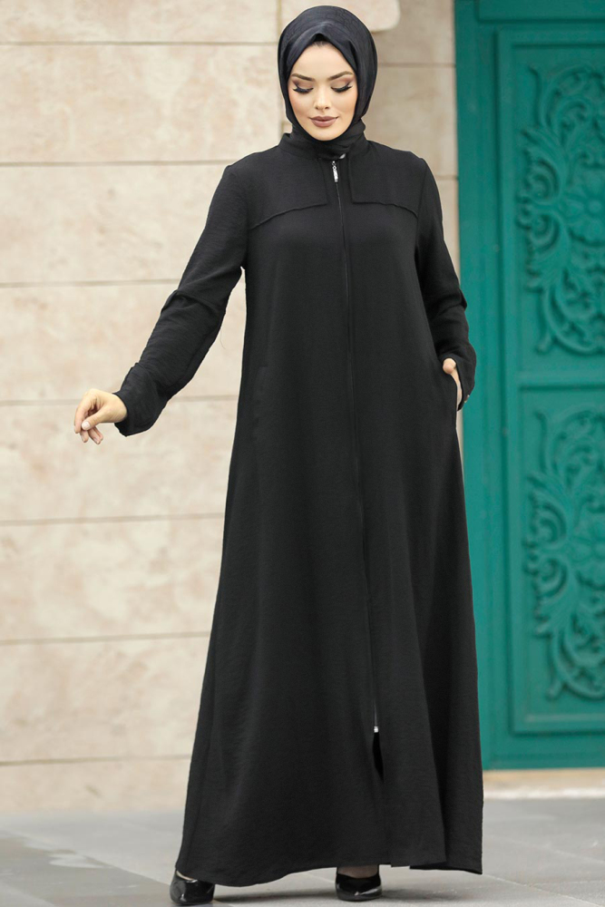Neva Style - Cepli Siyah Tesettür Ferace 961S - 5