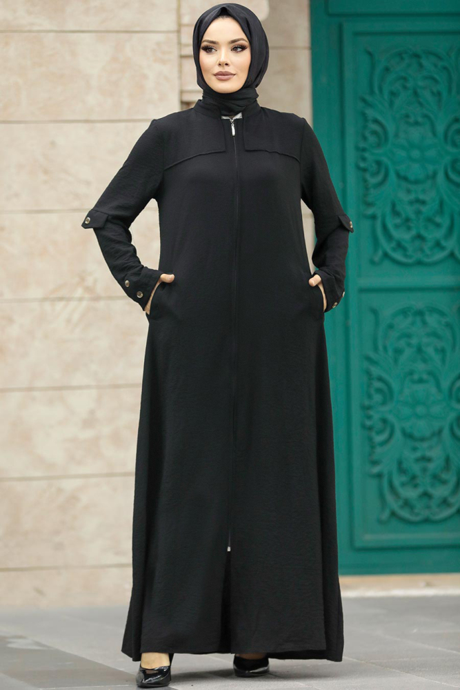 Neva Style - Cepli Siyah Tesettür Ferace 961S - 3