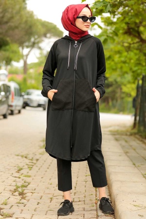 Neva Style - Cepli Siyah Tesettür Kap 61910S - 1