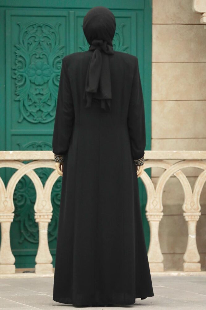  Cepli Siyah Tesettür Rabia Krep Ferace 619S - 6