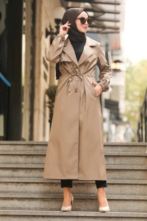 Neva Style - Cepli Vizon Tesettür Trençkot 5571V - 1