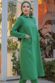 Neva Style - Cepli Yeşil Tesettür Tunik 4771Y - Thumbnail