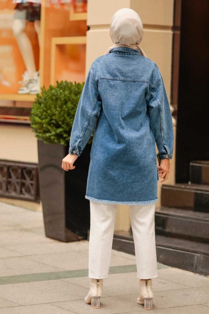 Neva Style - Chemise Hijab Bleu Marine 40351L - 3
