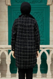 Neva Style - Chemise Hijab Noir Beige 12715SBEJ - Thumbnail