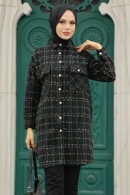 Neva Style - Chemise Hijab Noire 12715S - Thumbnail