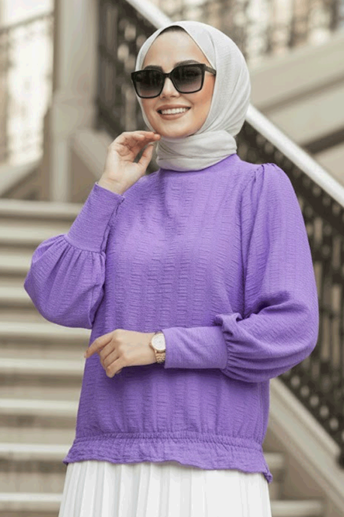 Neva Style - Chemisier Hijab Lilas 24271LILA - NEVA STYLE