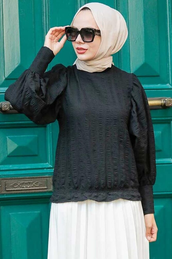 Neva Style - Chemisier Hijab Noir 24271S - 1