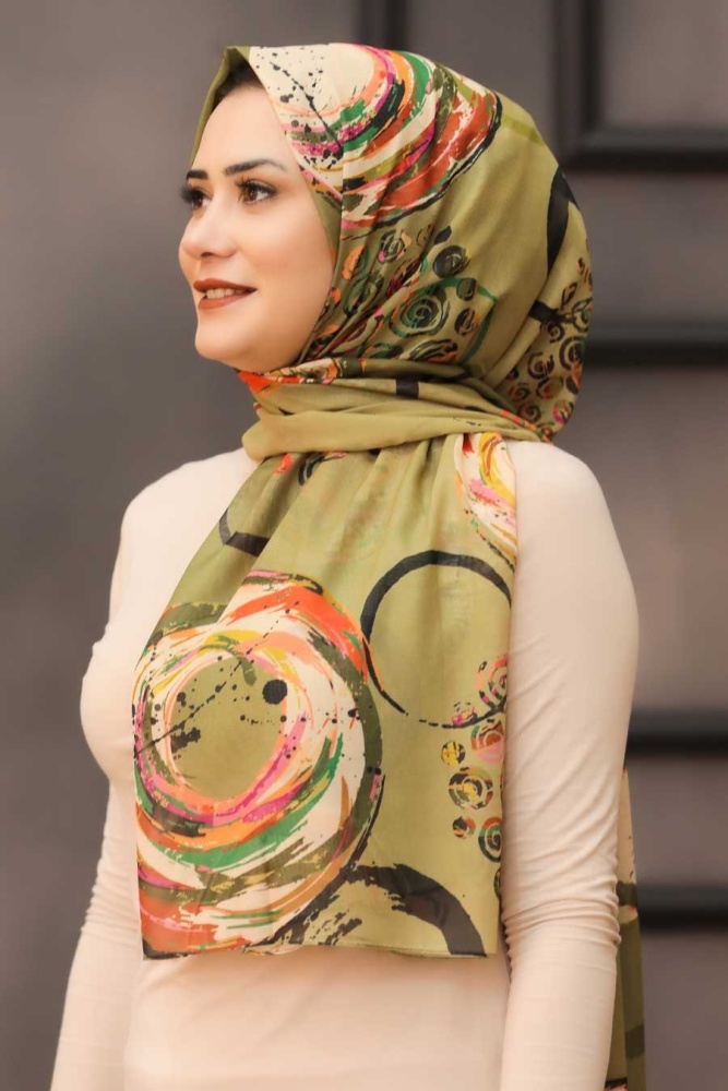 Neva Style - Châle Kaki 7564HK - 1