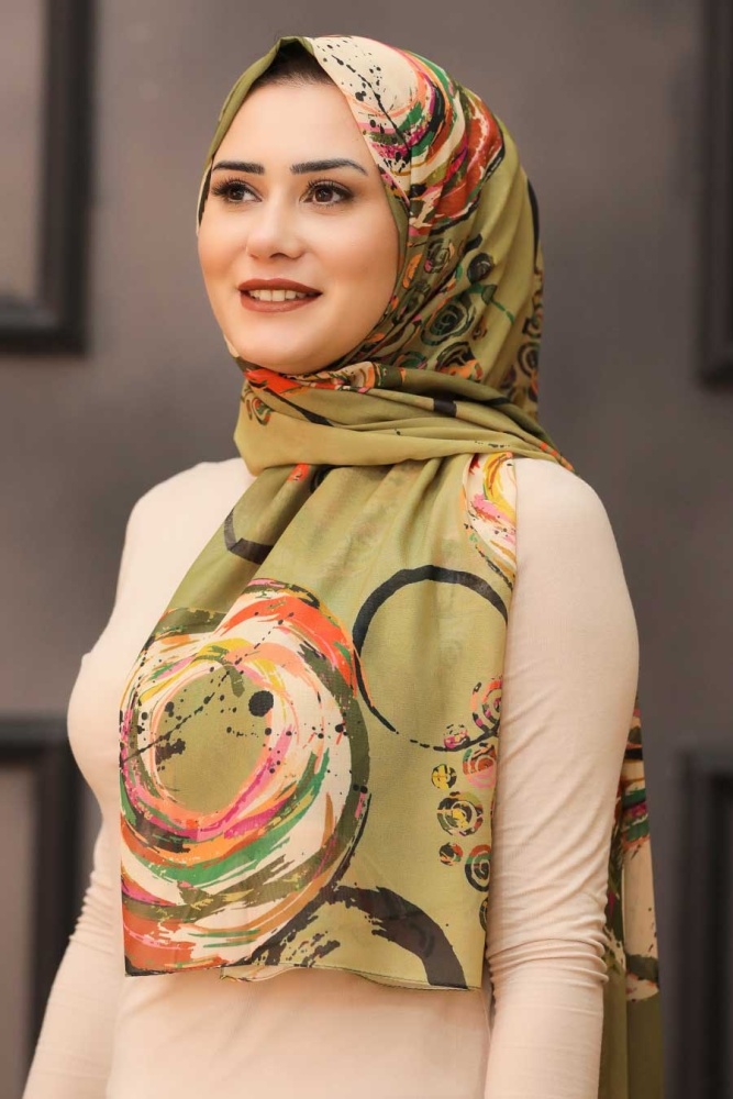 Neva Style - Châle Kaki 7564HK - 2