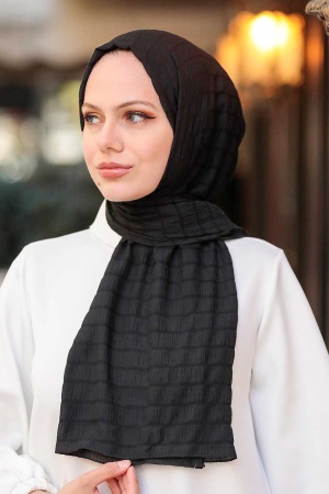 Neva Style - Châle Noir Rayé 51051S - 1