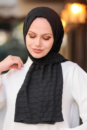 Neva Style - Châle Noir Rayé 51051S - 2