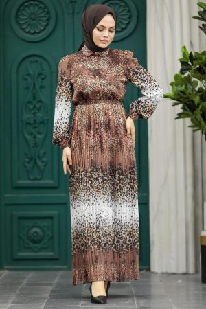 Chocolate Hijab Dress 3878CK - 3