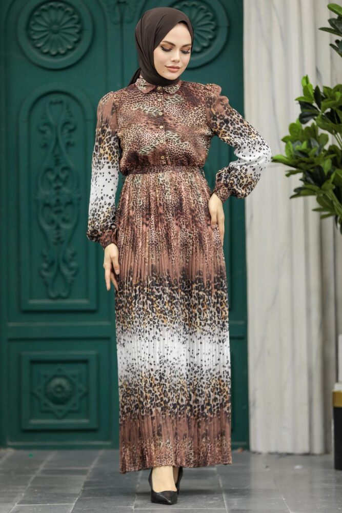 Chocolate Hijab Dress 3878CK - 3