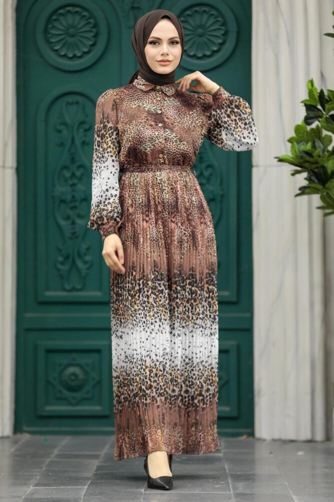 Chocolate Hijab Dress 3878CK - 4