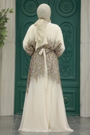 Neva Style - Çiçek Desenli Somon Tesettür Elbise 39821SMN - Thumbnail