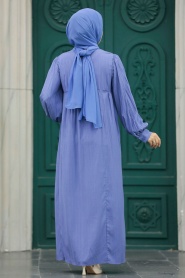 Neva Style - Çizgili Lavanta Tesettür Elbise 19091LV - Thumbnail