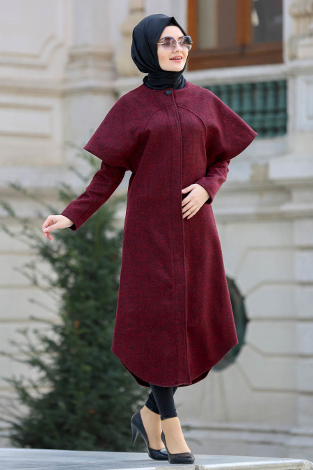 Neva Style - Claret Red Hijab Coat 21730BR